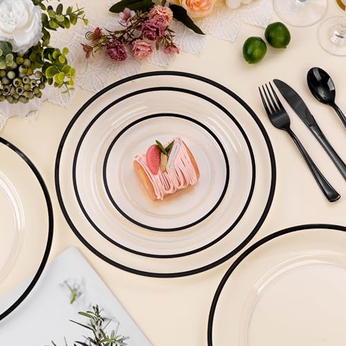 Black Rim 12-Inch Clear Charger Plates Set of 50 - Elegant Tableware