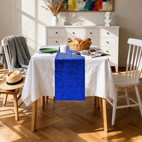 Royal Blue Sequin Table Runners 72 Inches Long - 10 Pack for Weddings & Parties