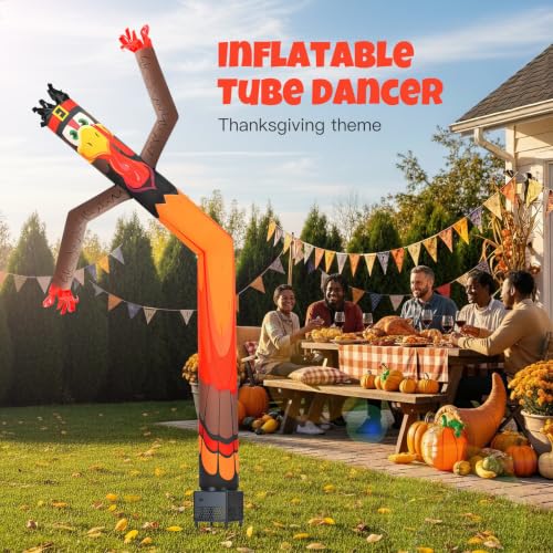 6ft Pumpkin Turkey Inflatable Tube Dancing Man with Blower - Thanksgiving Day Decoration