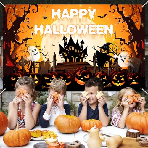 Halloween Banner 8x6ft Orange and Black Horror Scene Party Decor Variation of THIS listing