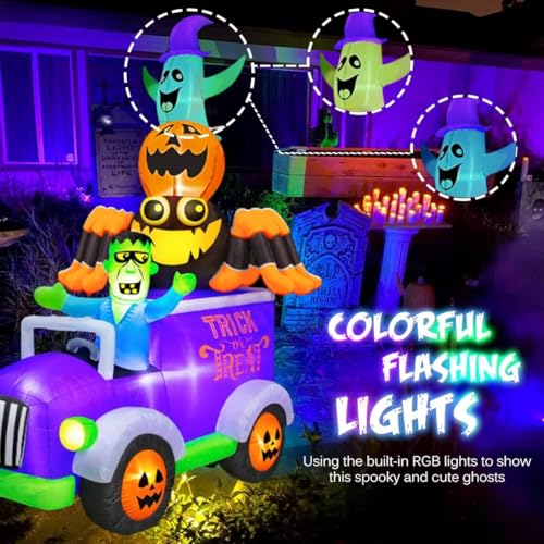 Halloween Inflatable Frankenstein Car Yard Decoration with Lights - 8Ft