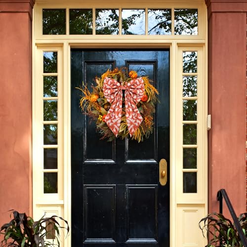 Halloween Ghost & Orange Wreath Bows - 18x12 Inches, Set of 2