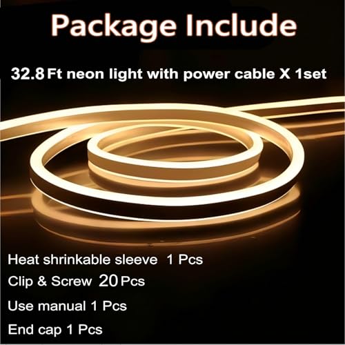 Warm White LED Neon Rope Lights 32.8ft Waterproof Connectable Strip for Indoor Outdoor Use