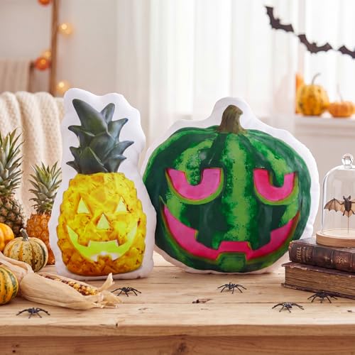 Summer Halloween Watermelon & Pineapple Pumpkin Pillow Set - 2 pcs