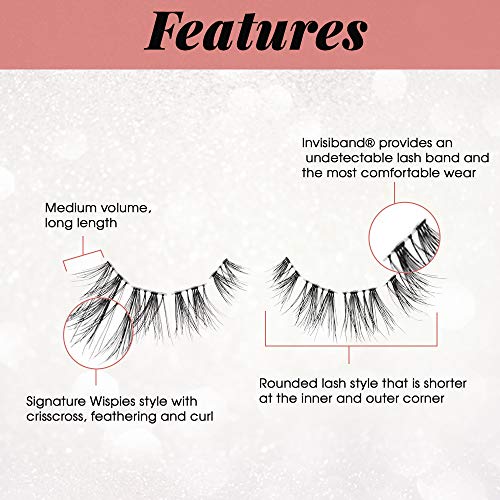 Pre-Cut False Lashes Demi Wispies Pack of 4 - Natural Look Strip Lashes with Duo Adhesive