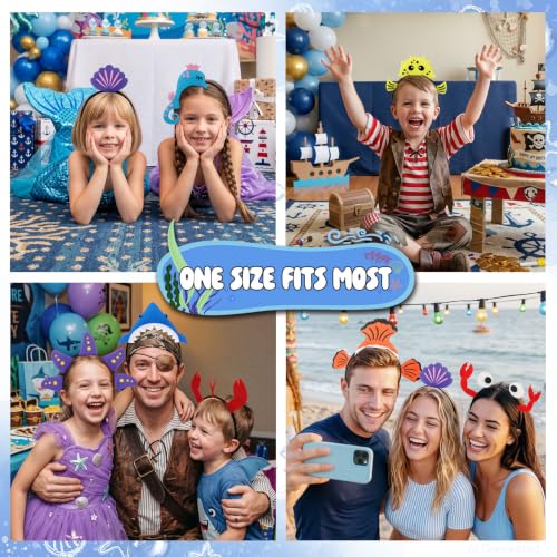 Sea Animal Headbands Set - 12 Colorful Ocean Creatures for Birthday & Party