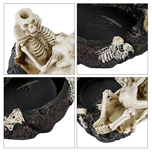 Halloween Skull Ashtray with Skeleton Pot - Resin Skeleton Decor Styel 1
