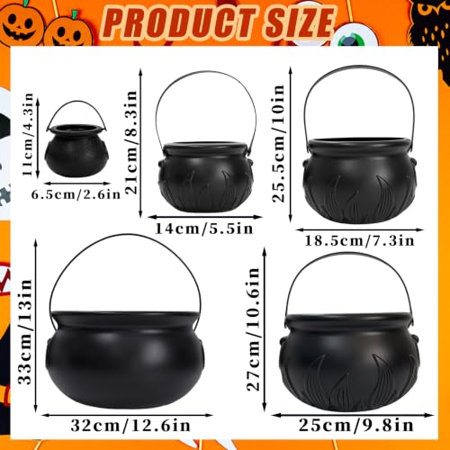 Halloween Cauldron Candy Bowl Set - 10 Plastic Decorative Buckets for Parties
