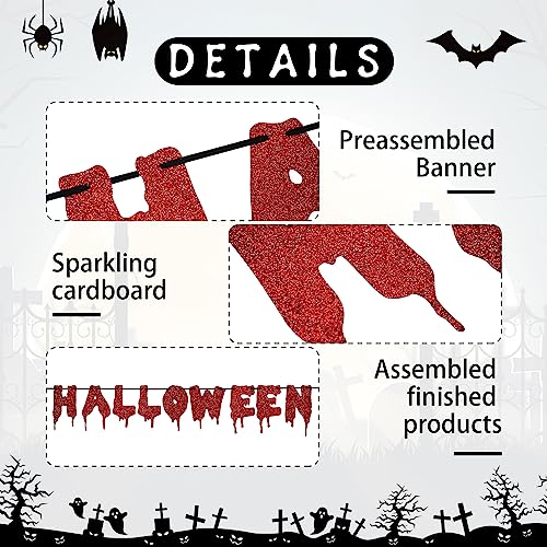 Red Glitter Halloween Banner - It's Frickin Bats Wall Decor Party Garland