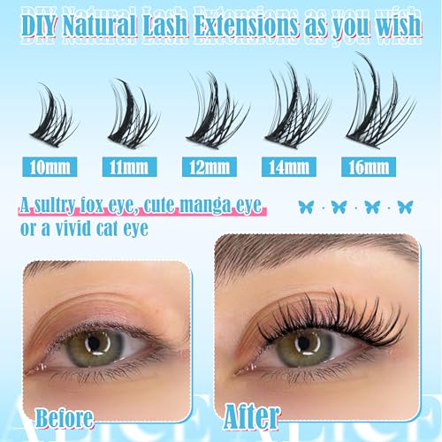 Anime Style Lash Clusters Q - Wispy Natural Look 10-16mm 144pcs - DIY False Eyelashes