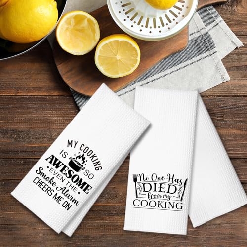 No One Has Died Kitchen Towels Set - Fun 2-Pack for Cooking Enthusiasts, Halloween & Gift
