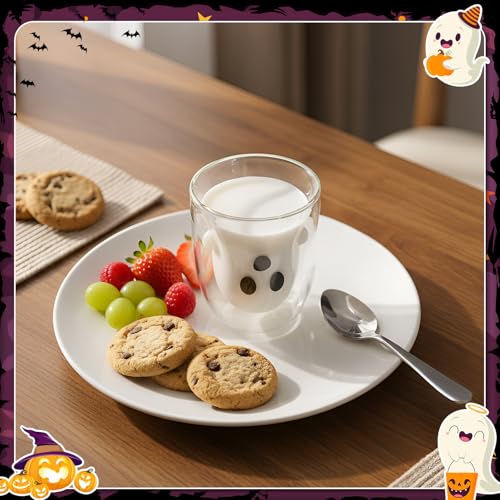 Honeydak Halloween Ghost Glass Mug 10 Oz Double Wall Clear Classic - Spooky Party Decor