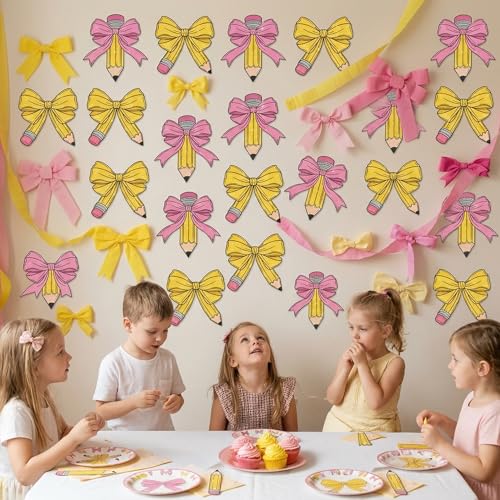 Bow Pencil Glitter Back to School Cutouts - 100PCS Classroom Decor Set