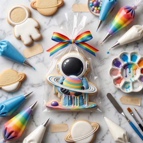Space Themed Fondant Molds Set of 2 - Astronaut, Rocket & Planet Silicone Cake Decorations - Style B