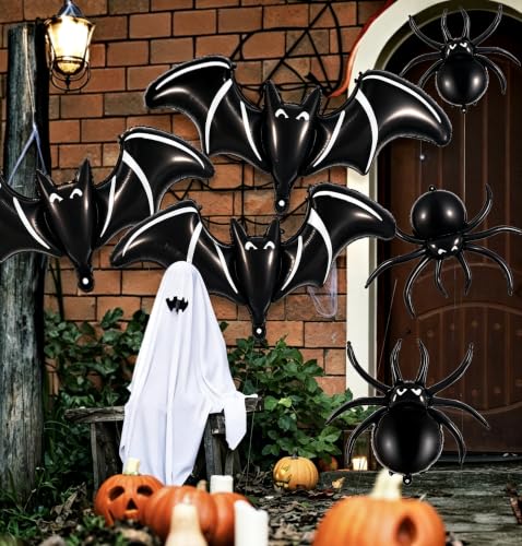 Halloween Foil Balloons Set - 33 Inch Spider & 48 Inch Bat Decorations for Parties