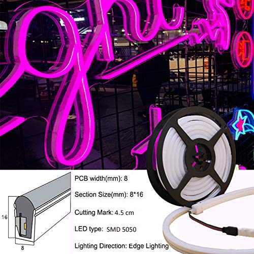 RGB Neon LED Light Strip 16.4ft Waterproof Silicone Flexible RGB Strip with Remote