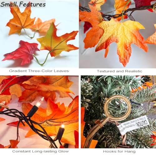 12ft Fall Leaf String Lights with 50 Bulbs - Indoor Outdoor Decor