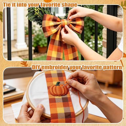 Autumn Wreath Sash Set - 4 Pieces Fall Front Door Decor & Garland