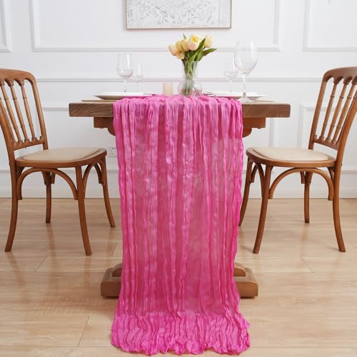 Pink Cheesecloth Table Runner Set - 12 Pieces 10FT Boho Fall Party Decor