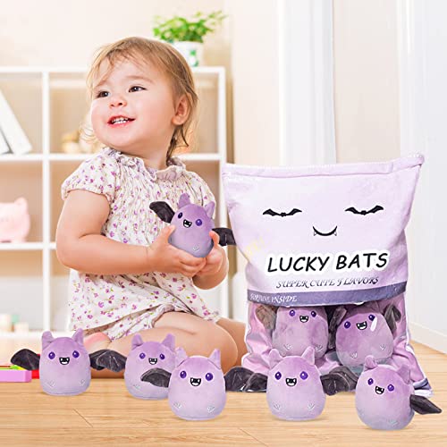 Lucky Bat Plush Toy Set - Purple Removable Stuffed Animal Dolls for Kids & Home Decor - 5 Pack
