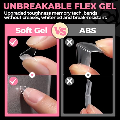 UNA GELLA Medium Almond Gel Nail Tips 504pcs Half Cover - Variation A2