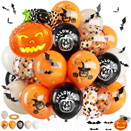 Halloween Pumpkin Balloons Set - Orange & Black Halloween Party Decorations - Variation: Orange Black