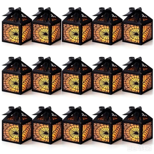 Halloween Spider Web Lantern Centerpieces - Black, 15 Pcs - Easy Assembly