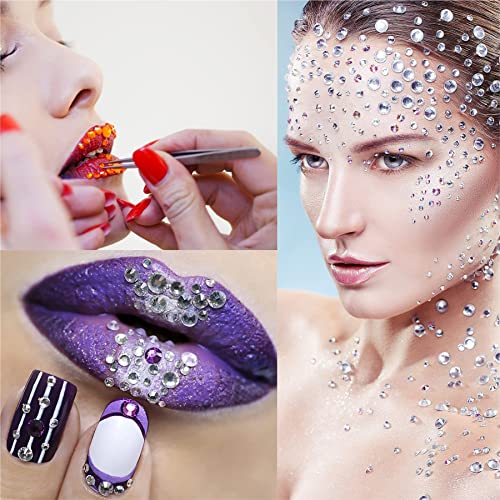Face Jewels Crystal Stickers with Glitter Set for Face Body Nails - 12 Sheets