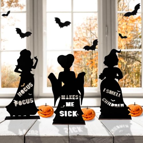 Halloween Witch Wooden Table Centerpieces Set - Spooky Fall Decor