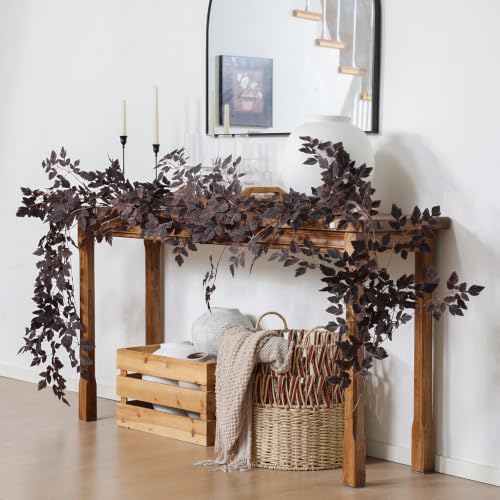 Artificial Vines Garland 10FT Burgundy Faux Cimicifuga Leaf Decor for Fall & Holiday