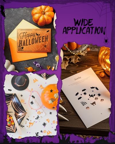 Halloween Glitter Confetti Sequins - 60g Metallic Foil Decorations, Pumpkin Bat Spider Witch Cat Star Web, Halloween Style