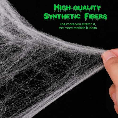 Glow in the Dark Halloween Spider Web - 1600sqft Fake Web Decorations for Indoor Outdoor Party