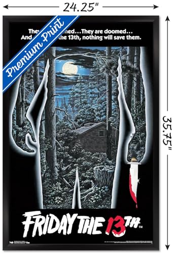 Friday the 13th Wall Poster - Black Framed 22.375 x 34 inches - Modern Room Decor