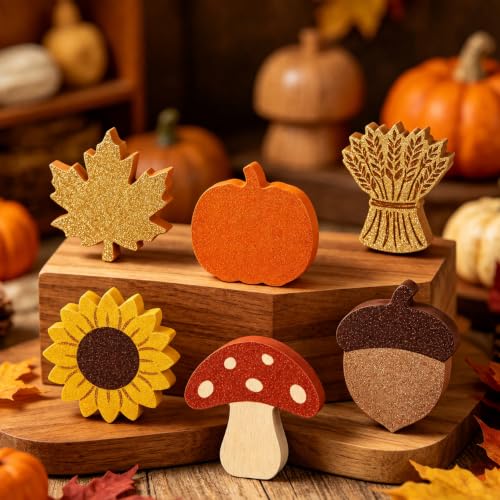 Fall Decor Leaf Pumpkin Sunflower Acorn Set - Rustic Autumn Home Decorations