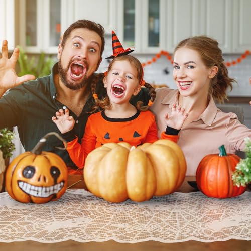 Spider Ghost Halloween Table Runner 13x72 Inch White Lace Web Decor - 2 Pack
