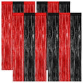 Halloween Foil Curtain Streamers - Black and Red Party Decorations, 4 Pack