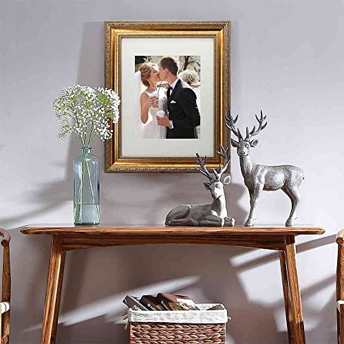 11x14 Mat & 8x10 Photo Frame Antique Gold with HD Organic Glass & Black Velvet Back - Variation of THIS listing