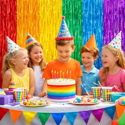 Rainbow Back to School Decorations - Rainbow Streamers Backdrop Banner - Classroom & Party Decor