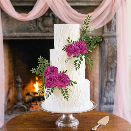 Artificial Carnations Flowers Set - Real Touch Long Stems 20'' Rose Red - Wedding & Home Decor