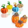 Set of 3 Hand-Blown Glass Pumpkin Decorations for Fall Halloween Thanksgiving