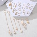 Gold Seashell Conch Starfish Hair Charm Ring Set for Braiding & Dreadlocks - Long Variation
