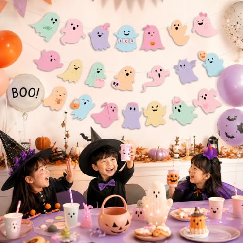 Pastel Ghost Halloween Banner Set - 3PCS Spooky Boo Decorations