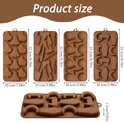 Halloween Silicone Chocolate Molds 4 Pack - Brown QY214 - Spooky Designs