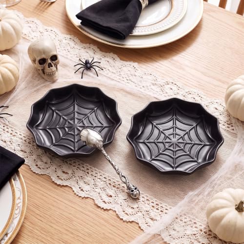 Spiderweb Spoon Rest for Stove Top - Gothic Ceramic Kitchen Utensil Holder, Halloween Decor - Black, Variation: Spiderweb