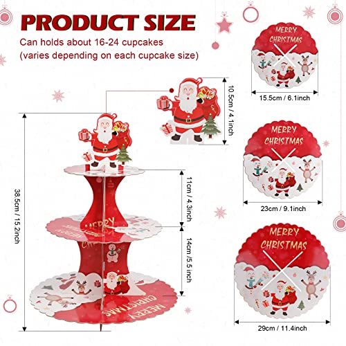 Christmas Tree Cupcake Stand 3-Tier Santa Claus Dessert Display Rack
