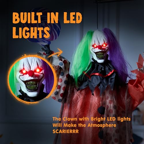 Halloween Animatronic Clown Decoration Outdoor Indoor Sound-Activated Spooky Yard Prop