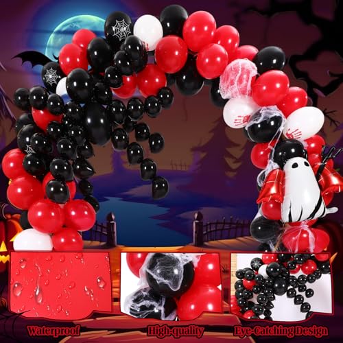 Halloween Balloons Set with Devil & Red White Variation - 148 pcs Party Decorations