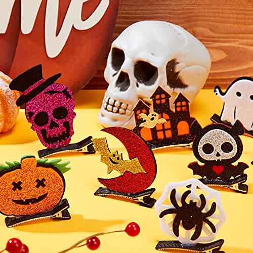 Halloween Hair Clips Set - 40 Cartoon Pumpkin Bat Ghost Alligator Accessories