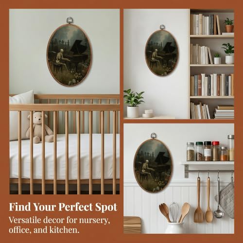 Dark Moody Gothic Skeleton Oval Wall Hanging Decor - Colour 29 - 8.6x11.4 Inch