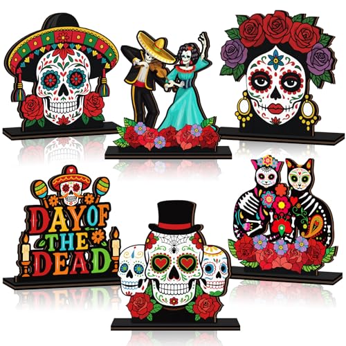 Day of the Dead Wooden Table Decorations - 6 Sugar Skull Centerpieces - Variation of THIS listing